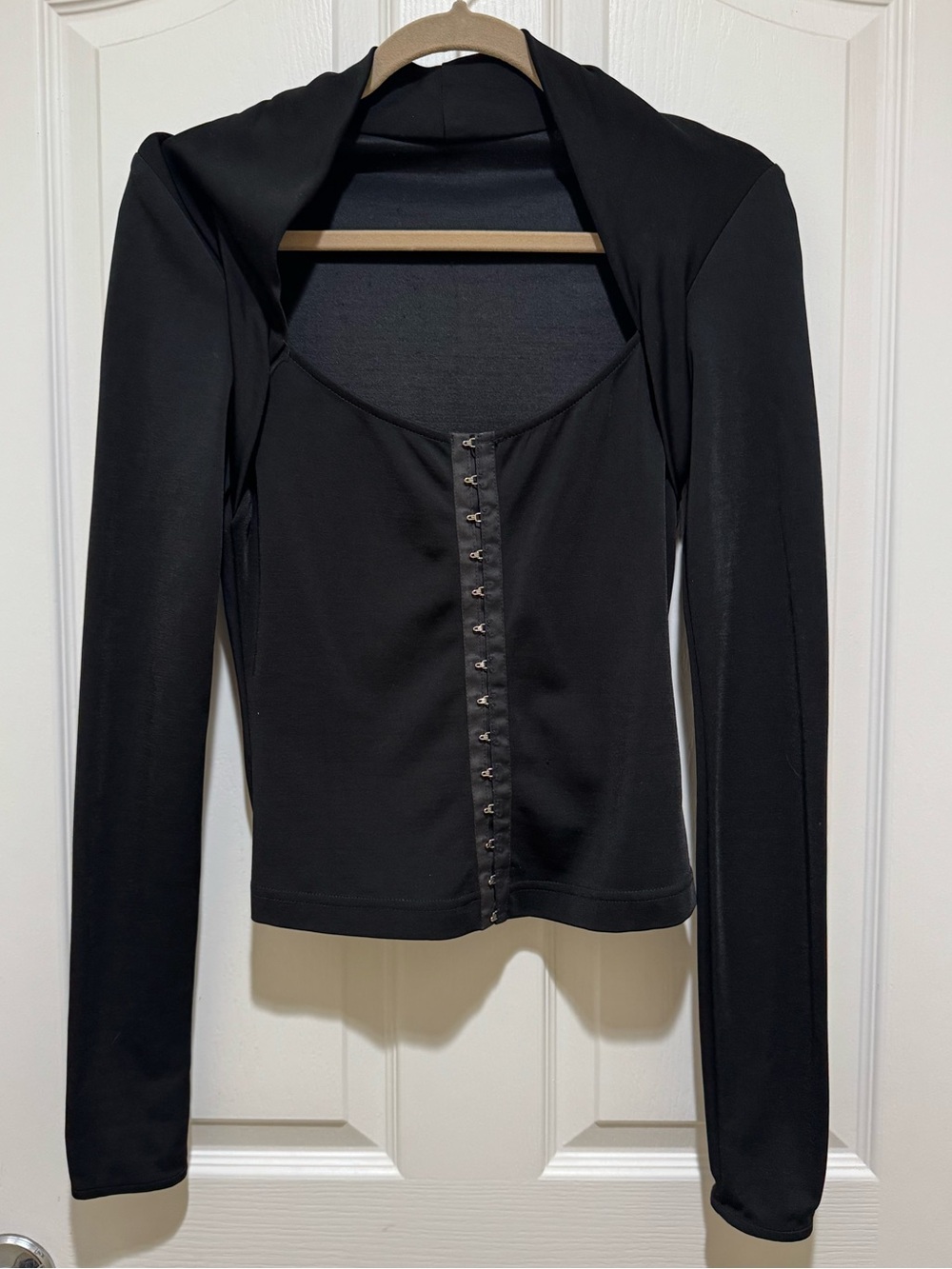 Vintage Casadei Black Hook-and-Eye Corset Top Size Medium / Rare Y2K